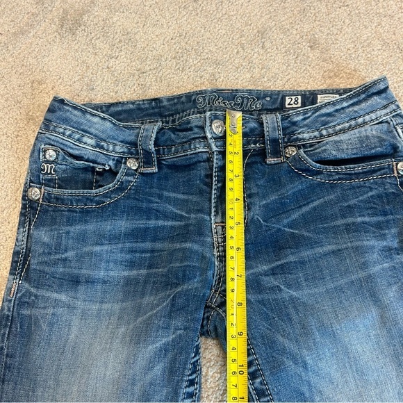 Miss me embroidered Crystal rhinestone pocket ankle skinny jeans Sz 28 - Picture 14 of 17
